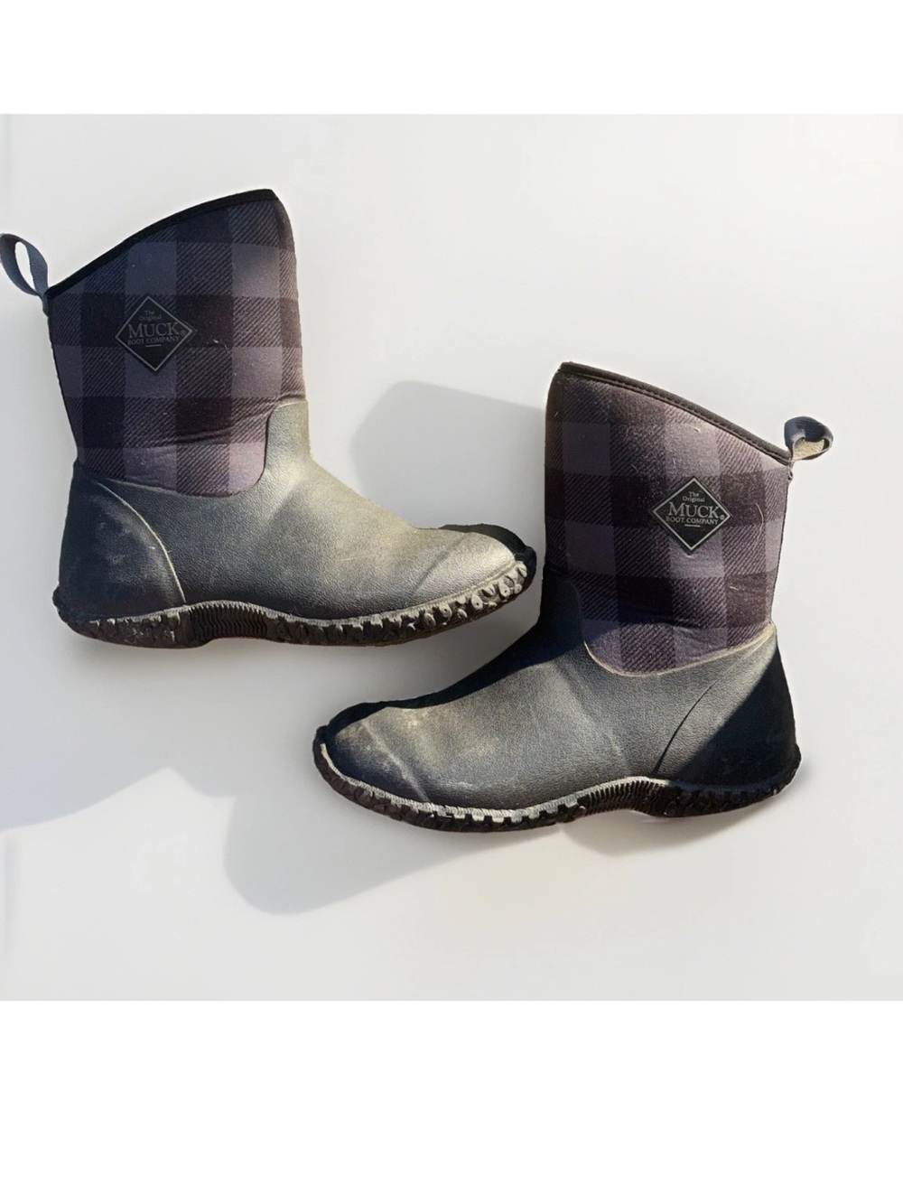 The Muck Boot Company Short Wetland Boots Plaid Faux Fur Lined Women’s Size 7
